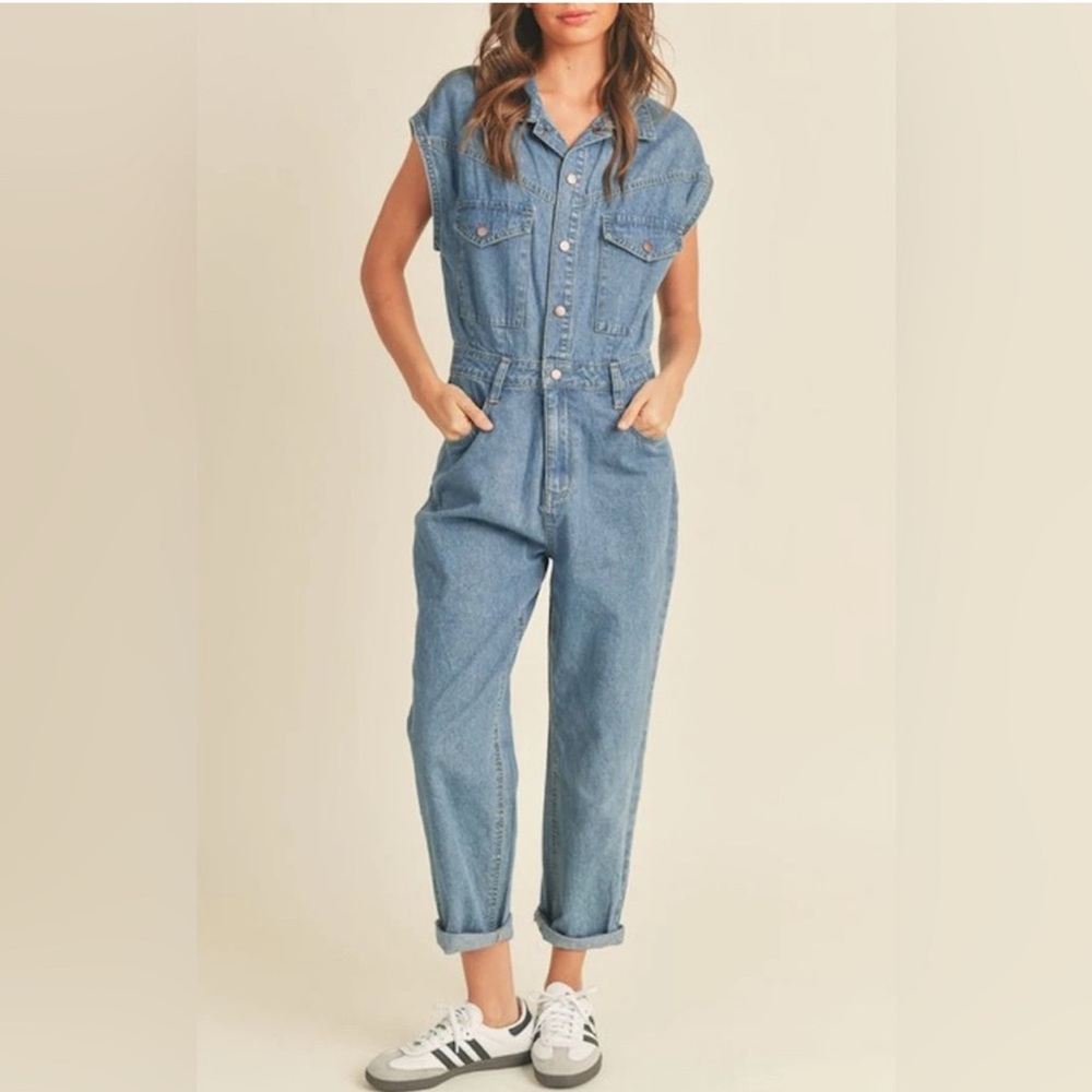 Blank NYC Women's Blue Denim Jumpsuit MEDIUM